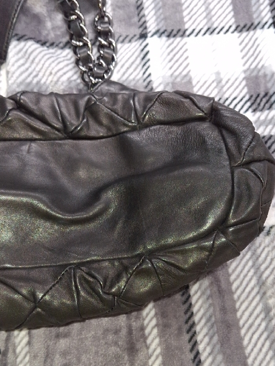 Black Stud-Embellished Lamb Leather Shoulder Bag with Tassel And Chain Accents